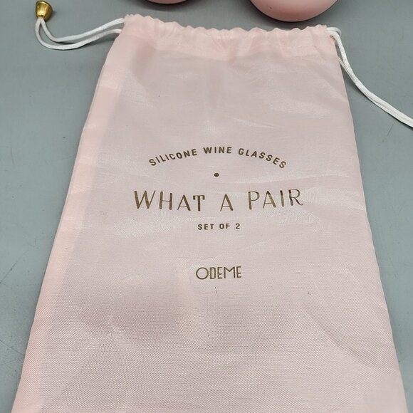 Odeme Set of 2 PINK Silicone Wine Glasses Travel Picnic Summer Poolside NO BREAK - Picture 3 of 4